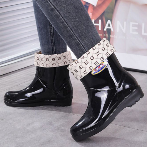 雨鞋女款成人加絨時尚水鞋防水防滑外穿廚房工作低幫短筒膠鞋雨靴