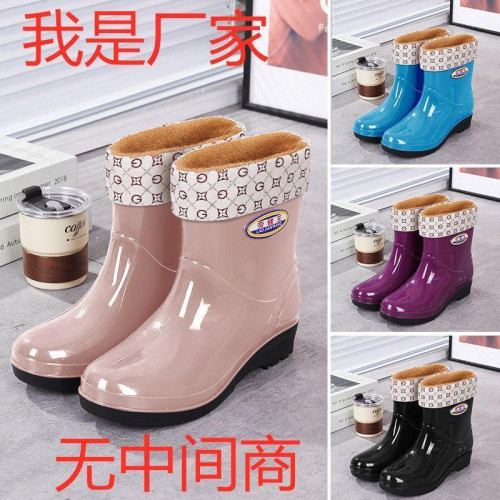 雨鞋女款成人加絨時尚水鞋防水防滑外穿廚房工作低幫短筒膠鞋雨靴