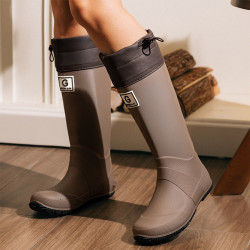 野鳥協會日式可折曡雨鞋女成人防水防滑水鞋高筒戶外徒步雨靴水靴