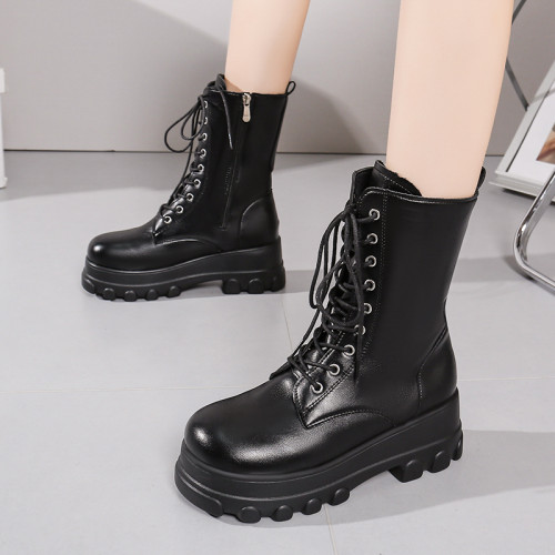 中筒馬丁靴男女cos增高鞋10公分厚底英倫風機車系帶騎士靴子大碼 中筒馬丁靴男女cos增高鞋10公分厚底英倫風機車系帶騎士靴子大碼