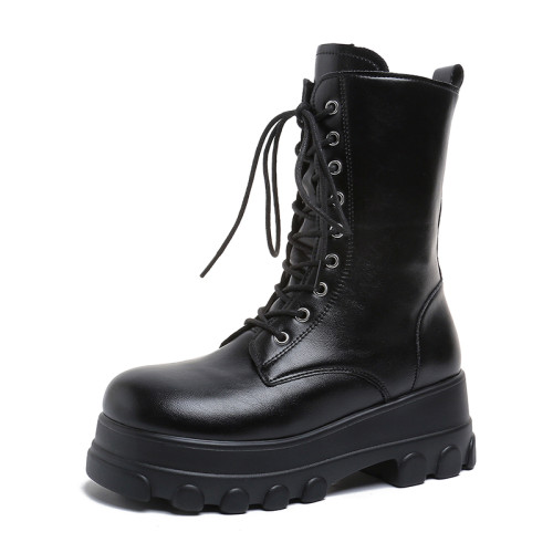 中筒馬丁靴男女cos增高鞋10公分厚底英倫風機車系帶騎士靴子大碼 中筒馬丁靴男女cos增高鞋10公分厚底英倫風機車系帶騎士靴子大碼