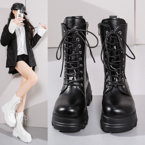 中筒馬丁靴男女cos增高鞋10公分厚底英倫風機車系帶騎士靴子大碼 中筒馬丁靴男女cos增高鞋10公分厚底英倫風機車系帶騎士靴子大碼