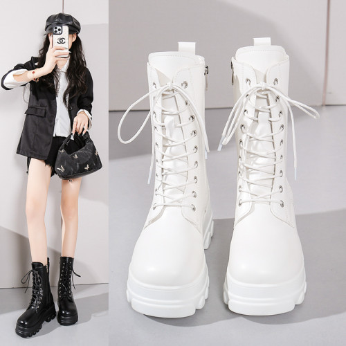 中筒馬丁靴男女cos增高鞋10公分厚底英倫風機車系帶騎士靴子大碼 中筒馬丁靴男女cos增高鞋10公分厚底英倫風機車系帶騎士靴子大碼