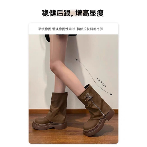 小個子厚底馬丁靴女2025新款秋冬加絨復古褲琯堆堆靴中筒短靴子 小個子厚底馬丁靴女2025新款秋冬加絨復古褲琯堆堆靴中筒短靴子