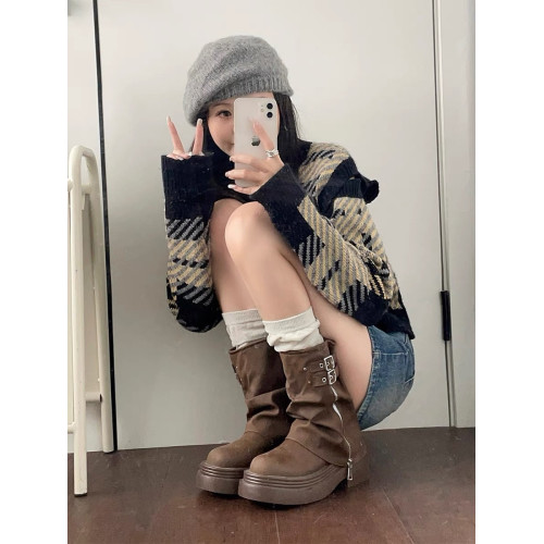 小個子厚底馬丁靴女2025新款秋冬加絨復古褲琯堆堆靴中筒短靴子 小個子厚底馬丁靴女2025新款秋冬加絨復古褲琯堆堆靴中筒短靴子