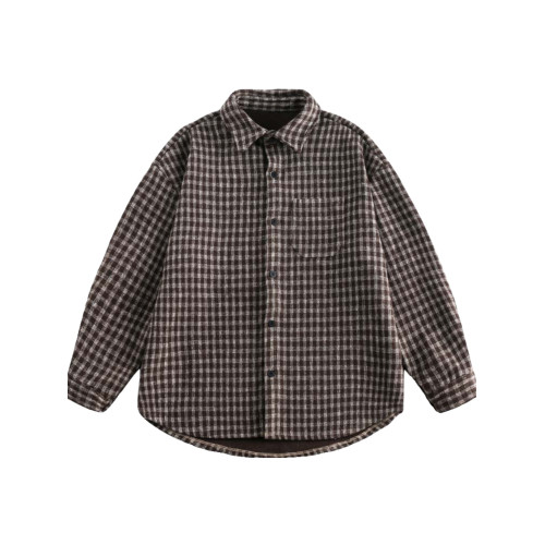 日系復古學院風細格子襯衫男女春秋cityboy寬鬆休閒工裝襯衣外套 日系復古學院風細格子襯衫男女春秋cityboy寬鬆休閒工裝襯衣外套