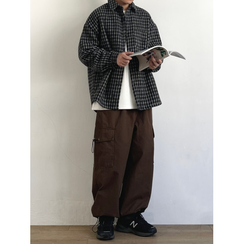 日系復古學院風細格子襯衫男女春秋cityboy寬鬆休閒工裝襯衣外套 日系復古學院風細格子襯衫男女春秋cityboy寬鬆休閒工裝襯衣外套