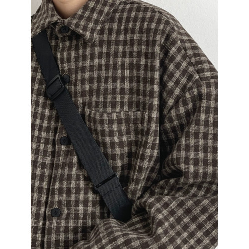 日系復古學院風細格子襯衫男女春秋cityboy寬鬆休閒工裝襯衣外套 日系復古學院風細格子襯衫男女春秋cityboy寬鬆休閒工裝襯衣外套