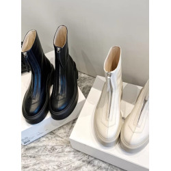 劉雯同款厚底真皮前拉鍊馬丁靴英倫風顯瘦增高松糕底切爾西短靴女