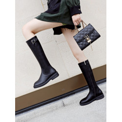 騎士靴女高筒2025秋季新款真皮馬靴小個子長筒不過膝靴子女馬丁靴