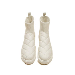 2025新款雪地靴女冬季厚底加絨保暖棉鞋彈力短筒襪子靴針織防水靴