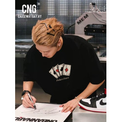 香港潮牌王嘉爾同款純棉印花短袖T恤男夏季休閒情侶裝趣味上衣女