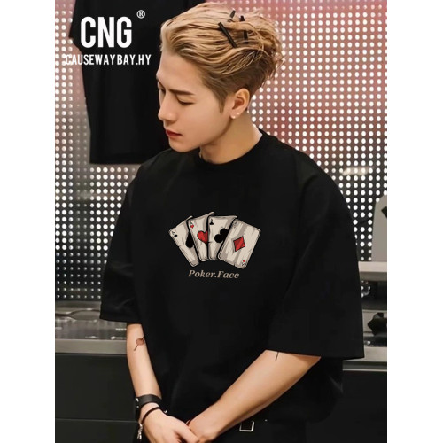 香港潮牌王嘉爾同款純棉印花短袖T恤男夏季休閒情侶裝趣味上衣女