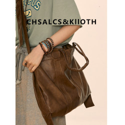 【三川田】無性別主義植鞣皮托特包大容量慵懶風斜後後背包通勤包