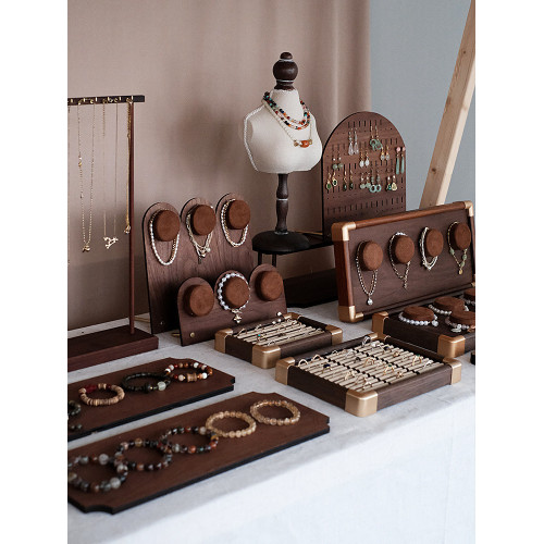首飾展示架胡桃木戒指收納架子手串牌項鍊架飾品珠寶陳列拍攝道具
