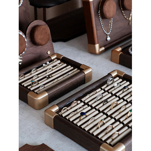 首飾展示架胡桃木戒指收納架子手串牌項鍊架飾品珠寶陳列拍攝道具