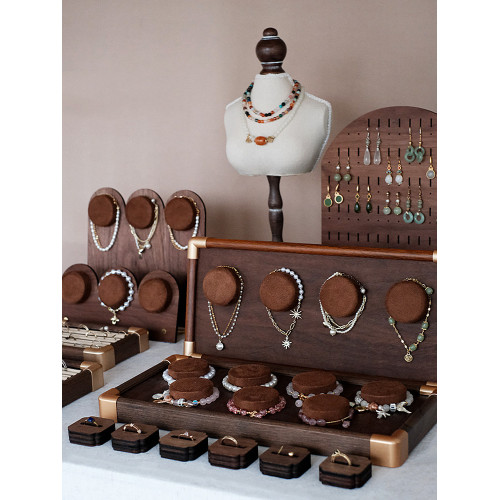 首飾展示架胡桃木戒指收納架子手串牌項鍊架飾品珠寶陳列拍攝道具