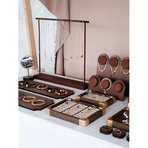 首飾展示架胡桃木戒指收納架子手串牌項鍊架飾品珠寶陳列拍攝道具