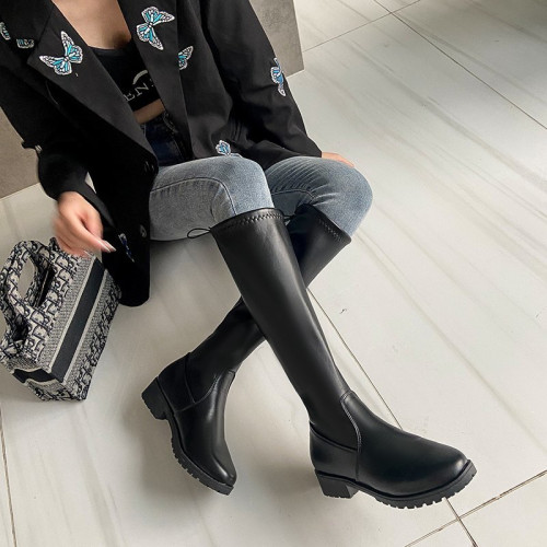 大碼長靴女41-43胖mm女靴大筒圍高筒靴不過膝中筒靴子粗腿秋冬款