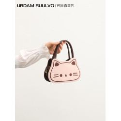 UR可愛卡通貓咪馬鞍包女2025新款小衆設計粉色精緻迷你手提斜後後背包