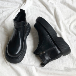 復古英倫風雙拉鍊馬丁靴女2025新款秋冬巨好看小個子厚底加絨短靴