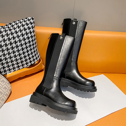 騎士靴加大筒圍高筒粗腿長筒靴厚底馬丁靴胖mm菸筒靴子大碼女靴子