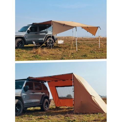 簡森戶外黑化黑膠車邊帳拓展宇宙三角庇護所帳篷天幕側帳布房遮陽