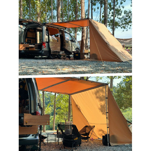 簡森戶外黑化黑膠車邊帳拓展宇宙三角庇護所帳篷天幕側帳布房遮陽