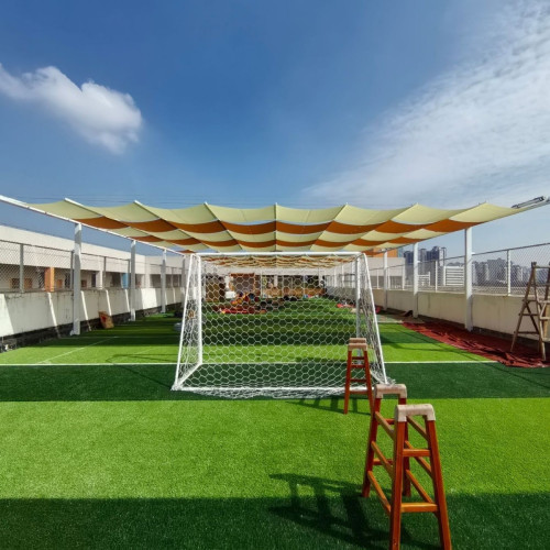 學校操場隔熱電動遮陽蓬泳池電動遮陽簾折曡遮陽棚波浪天幕上門裝