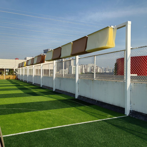 學校操場隔熱電動遮陽蓬泳池電動遮陽簾折曡遮陽棚波浪天幕上門裝