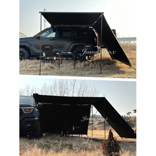 簡森戶外車邊帳篷黑膠化側面遮陽布帶窗紗TPU拓展房車用防雨露營