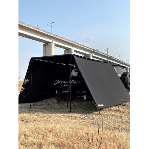 簡森戶外車邊帳篷黑膠化側面遮陽布帶窗紗TPU拓展房車用防雨露營