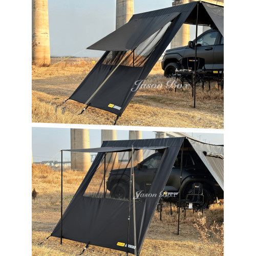 簡森戶外車邊帳篷黑膠化側面遮陽布帶窗紗TPU拓展房車用防雨露營