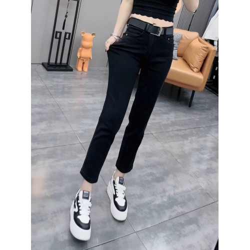 黑色菸琯直筒牛仔褲女春秋2026年春季新款小個子女士顯瘦法棍褲子