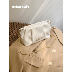 Micocah 包包女斜後後背包輕奢鏈條腋下包2025新款白色小方包小衆復古
