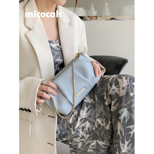 Micocah 包包女斜後後背包輕奢鏈條腋下包2025新款白色小方包小衆復古