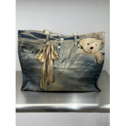 【隨意對比】AC風格新款3D打印小熊牛仔包單肩手提托特包男女同款