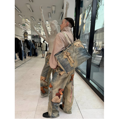 【隨意對比】AC風格新款3D打印小熊牛仔包單肩手提托特包男女同款