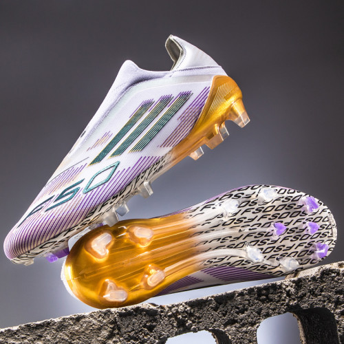 亞馬爾足球鞋男速度戰靴AG釘無鞋帶低幫碎釘比賽粉色f50裝備訓練