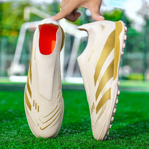 梅西C羅足球鞋獵鷹兒童小學生ag長釘球鞋女f50男童TF碎釘免系鞋帶