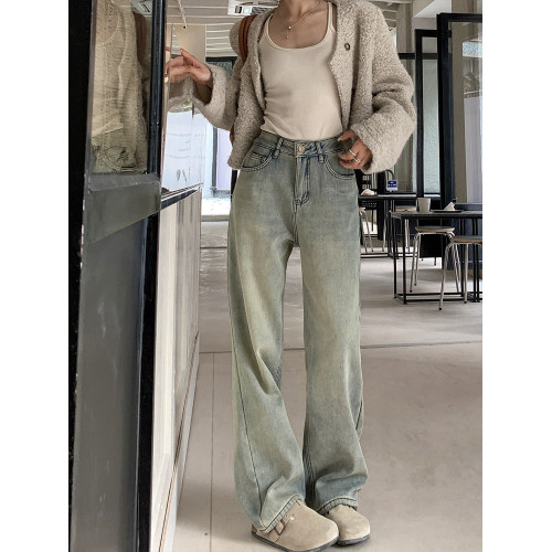 加絨加厚濶腿牛仔褲女冬季寬鬆直筒秋冬小個子2025新款加棉褲子女 加絨加厚濶腿牛仔褲女冬季寬鬆直筒秋冬小個子2025新款加棉褲子女