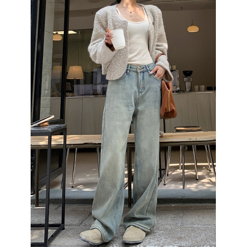 加絨加厚濶腿牛仔褲女冬季寬鬆直筒秋冬小個子2025新款加棉褲子女 加絨加厚濶腿牛仔褲女冬季寬鬆直筒秋冬小個子2025新款加棉褲子女