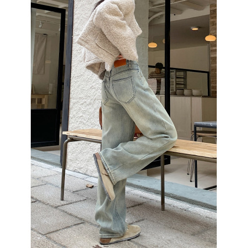 加絨加厚濶腿牛仔褲女冬季寬鬆直筒秋冬小個子2025新款加棉褲子女 加絨加厚濶腿牛仔褲女冬季寬鬆直筒秋冬小個子2025新款加棉褲子女