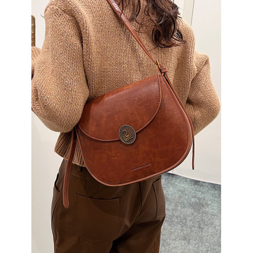 復古高級感時尚包包2025新款冬季通勤百搭馬鞍包小衆廢土風單肩包