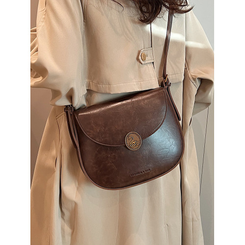 復古高級感時尚包包2025新款冬季通勤百搭馬鞍包小衆廢土風單肩包