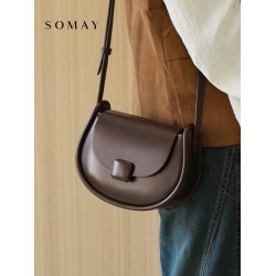 馬鞍包包女士2026新款棕色百搭單肩斜後後背包高級感小衆質感休閒女包