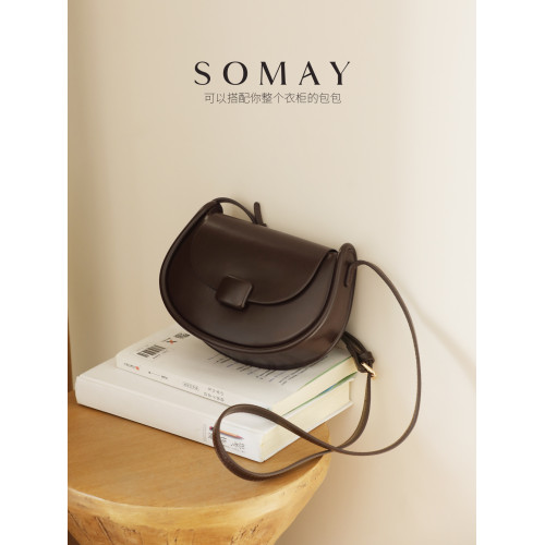 馬鞍包包女士2026新款棕色百搭單肩斜後後背包高級感小衆質感休閒女包