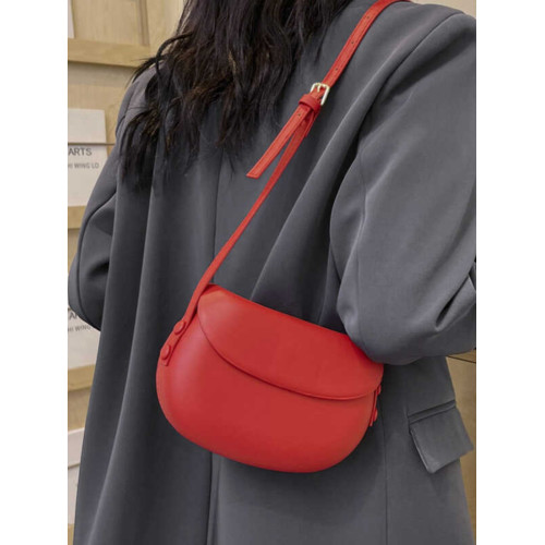 2024夏季新款韓國復古ins紅色馬鞍包斜背小包包女百搭簡約手機包