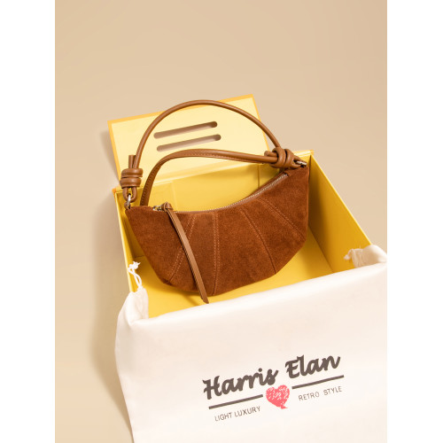 Harris Elan真皮女包復古磨砂牛皮餃子包秋冬新款高級感斜後後背包包 Harris Elan真皮女包復古磨砂牛皮餃子包秋冬新款高級感斜後後背包包