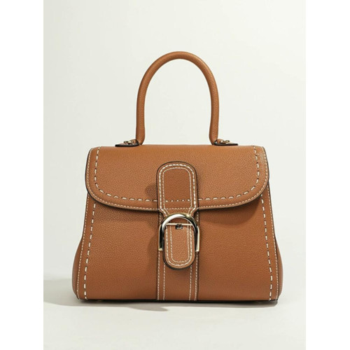 斜後後背包女包洋氣小方包手提包凱莉包包高級感馬鞍包包馬蹄釦真皮包